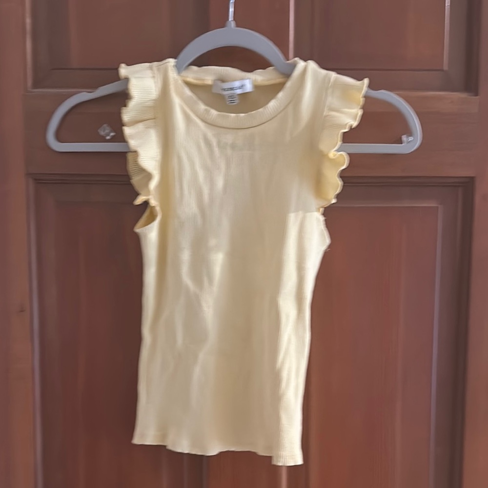 Yellow Ruffle Sleeve juniors top